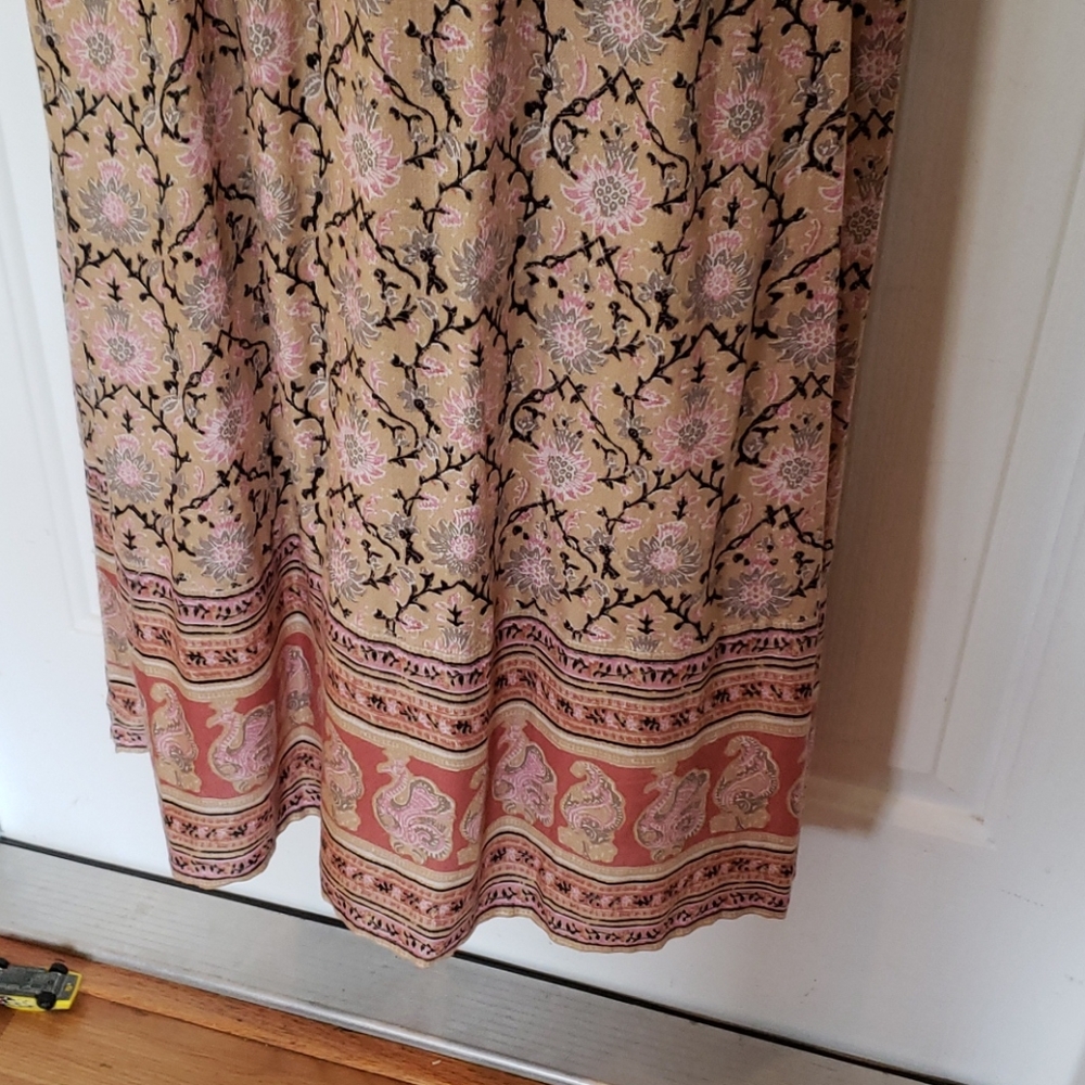 LUCKY BRAND MAXI DRESS NEW TAN PINK FLORAL XS X SMALL - Picture 3 of 4